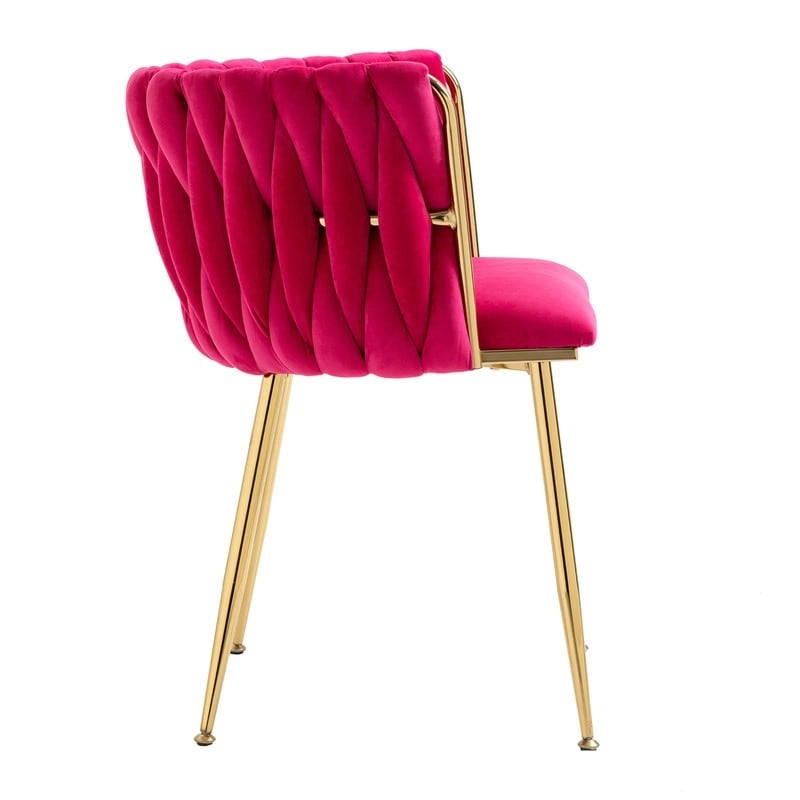 SEYNAR Modern Glam Velvet Dining Side Chair Set of 2 with Gold Metal Frame