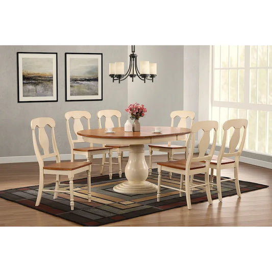 Antiqued Caramel Biscotti Napoleon Back 7-Piece Bella Dining Set