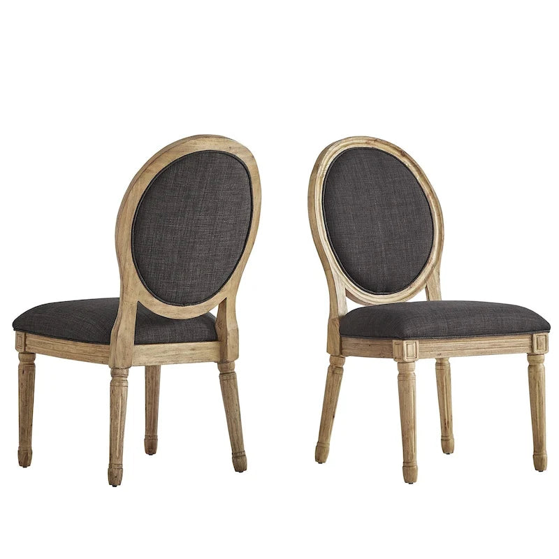 Deana Round Linen and Wood Dining Chairs (Set of 2) by iNSPIRE Q Artisan