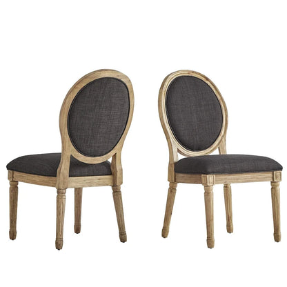 Deana Round Linen and Wood Dining Chairs (Set of 2) by iNSPIRE Q Artisan