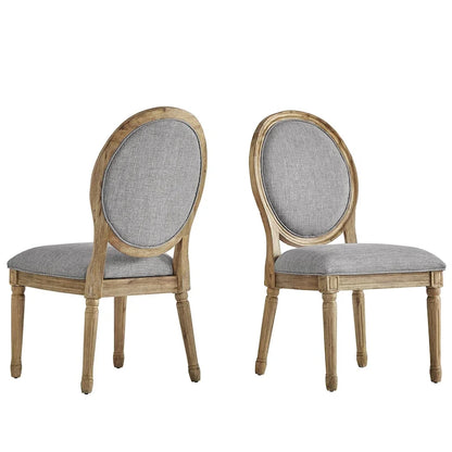 Deana Round Linen and Wood Dining Chairs (Set of 2) by iNSPIRE Q Artisan