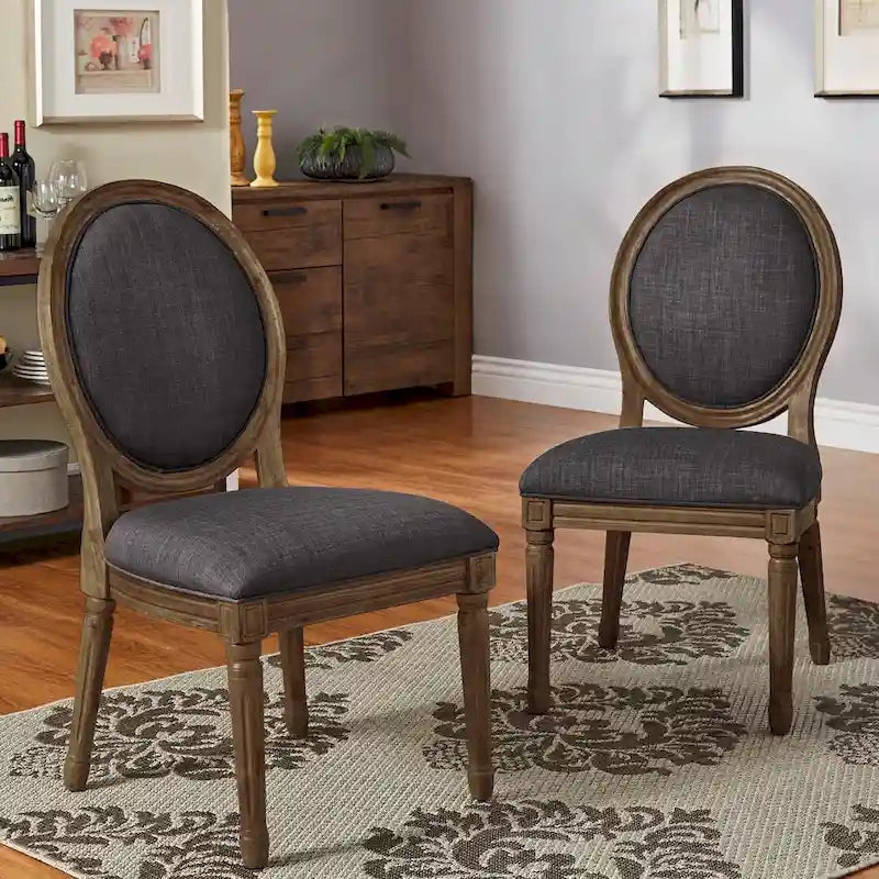 Deana Round Linen and Wood Dining Chairs (Set of 2) by iNSPIRE Q Artisan