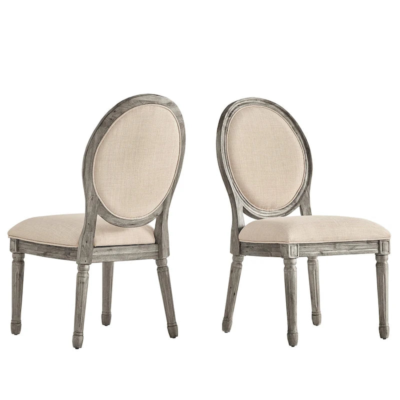 Deana Round Linen and Wood Dining Chairs (Set of 2) by iNSPIRE Q Artisan