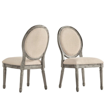 Deana Round Linen and Wood Dining Chairs (Set of 2) by iNSPIRE Q Artisan