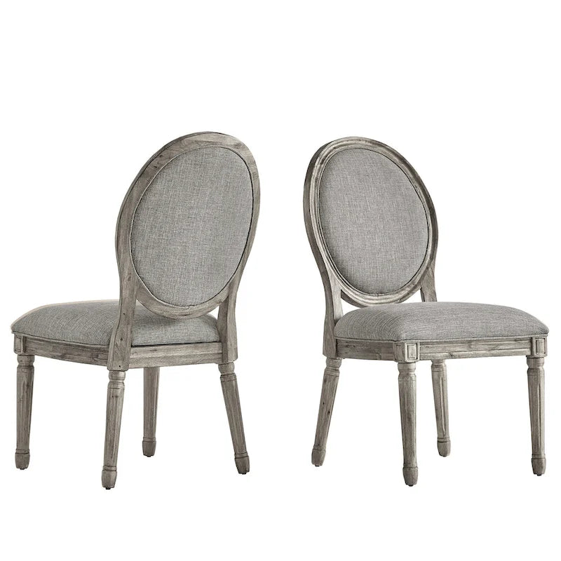 Deana Round Linen and Wood Dining Chairs (Set of 2) by iNSPIRE Q Artisan