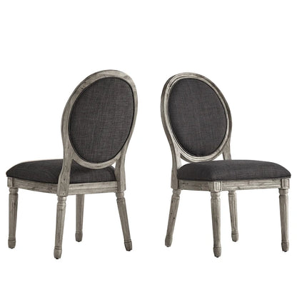 Deana Round Linen and Wood Dining Chairs (Set of 2) by iNSPIRE Q Artisan