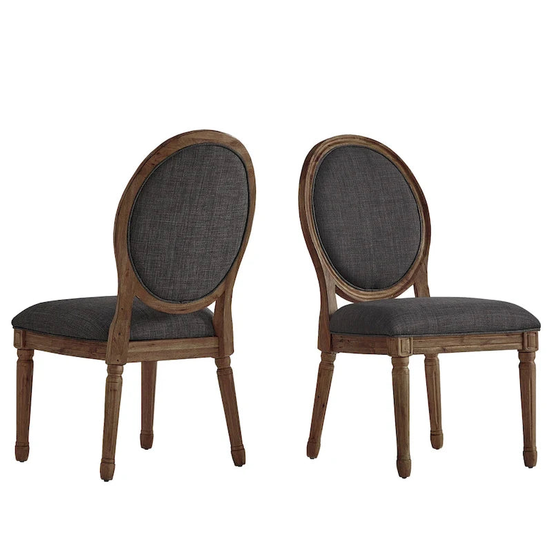 Deana Round Linen and Wood Dining Chairs (Set of 2) by iNSPIRE Q Artisan