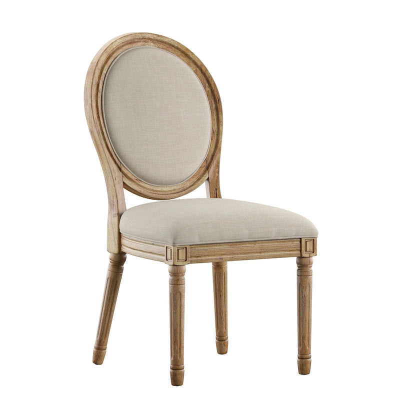 Deana Round Linen and Wood Dining Chairs (Set of 2) by iNSPIRE Q Artisan