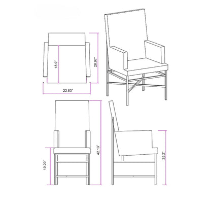 Somette Contemporary Arm Chair with Steel Frame, Set of 2
