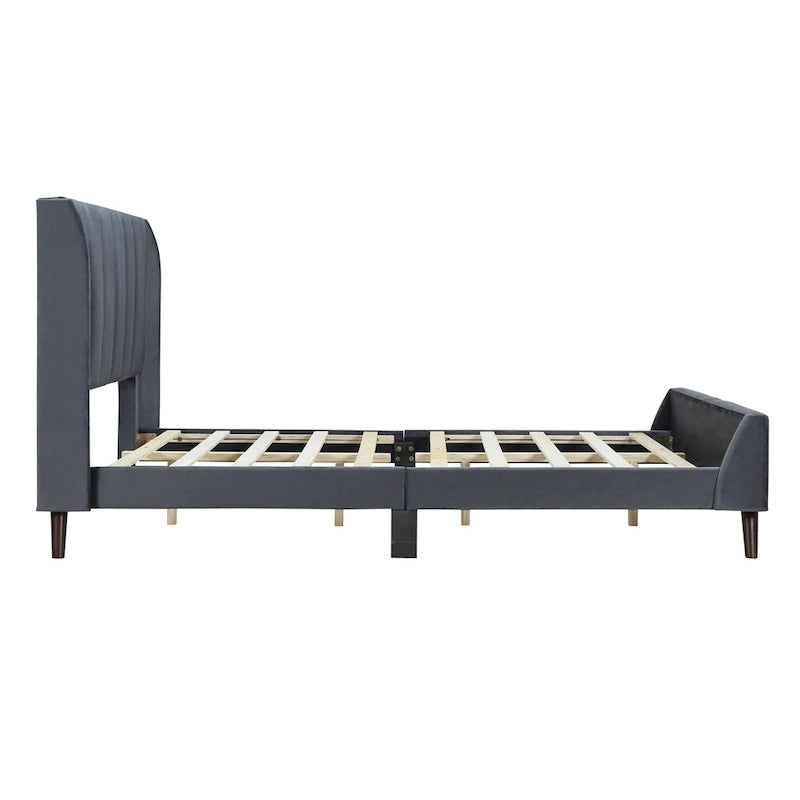 Full Size Upholstered Platform Bed, Velvet