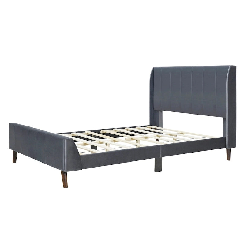 Full Size Upholstered Platform Bed, Velvet