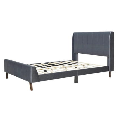Full Size Upholstered Platform Bed, Velvet