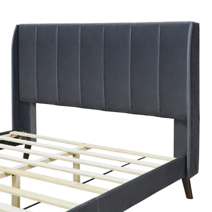 Full Size Upholstered Platform Bed, Velvet