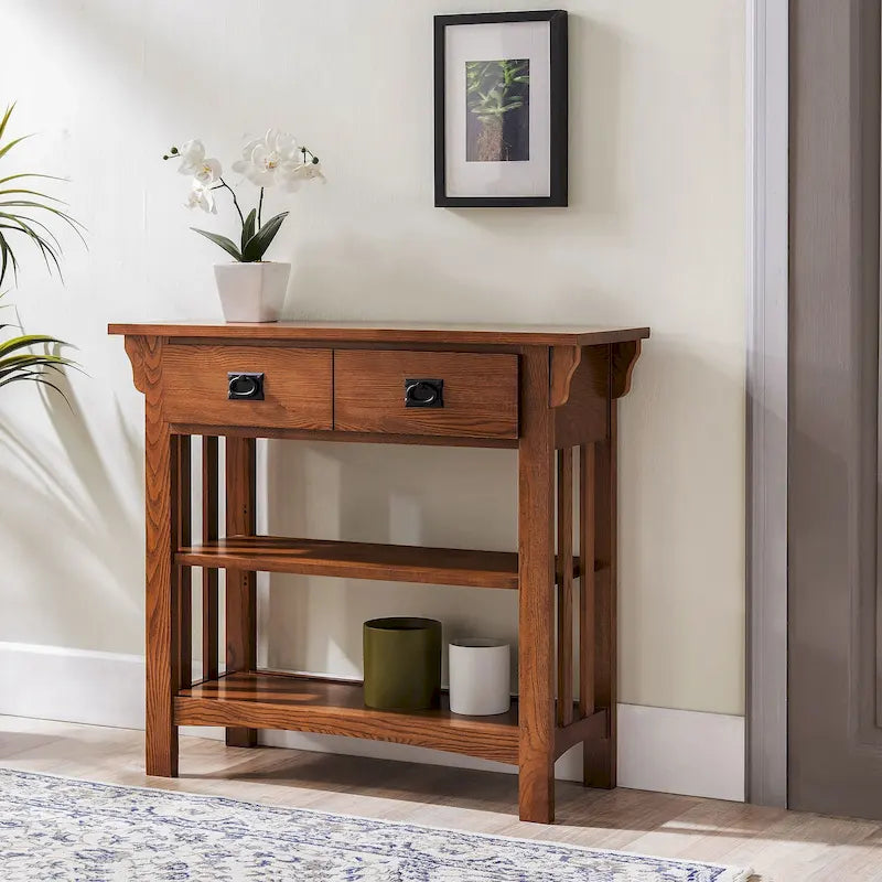 Leick Home Mission Bookcase Console Table with Drawers