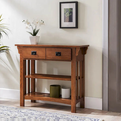 Leick Home Mission Bookcase Console Table with Drawers