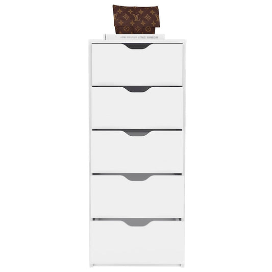 Basilea Narrow Dresser with 5 Drawers, White