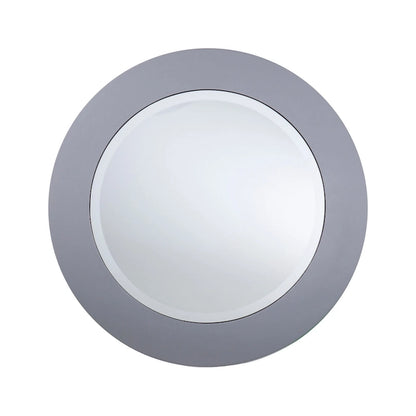 SEI Furniture Olivia Contemporary Mirrored Round Coffee Table in Matte Silver Details and Shelf