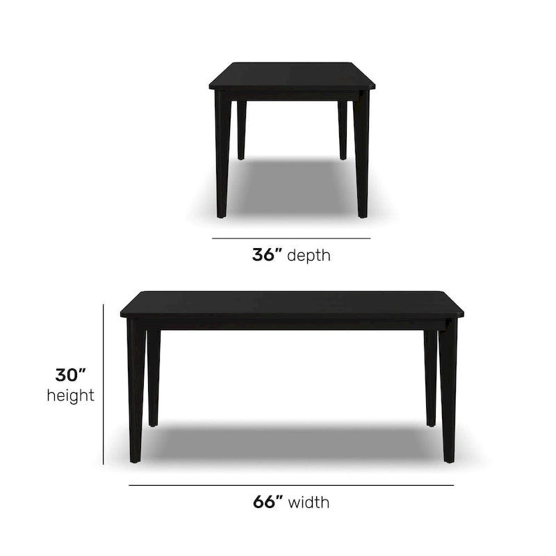 Brentwood Black Wood Rectangle Dining Table by Homestyles - 66 x 30 x 36