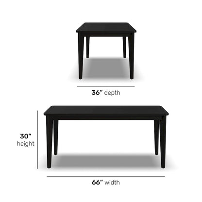 Brentwood Black Wood Rectangle Dining Table by Homestyles - 66 x 30 x 36