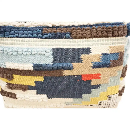 Home&Manor Wool Cotton Carly Cube Pouf