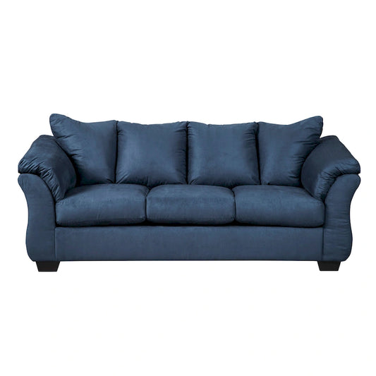 Aruca Navy Blue Microfiber Pillow-back Sofa