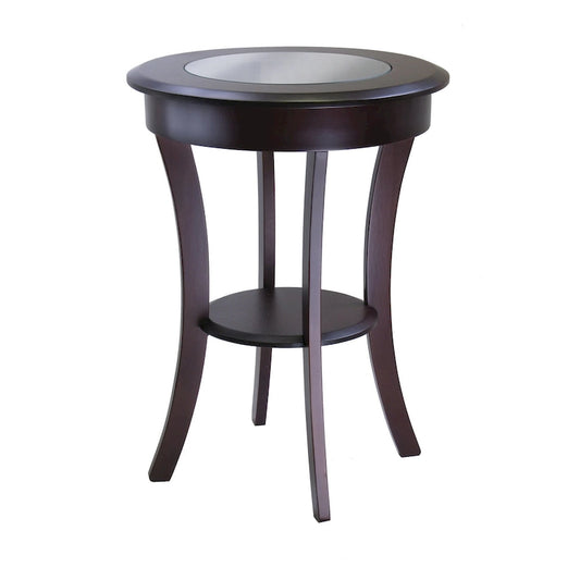 Round Accent Table, Entryway Table Side Table W/ Glass & Curved Legs