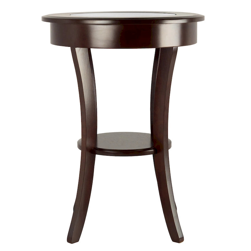 Round Accent Table, Entryway Table Side Table W/ Glass & Curved Legs
