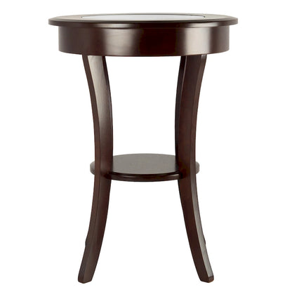 Round Accent Table, Entryway Table Side Table W/ Glass & Curved Legs