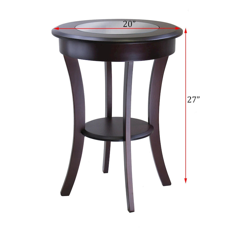 Round Accent Table, Entryway Table Side Table W/ Glass & Curved Legs