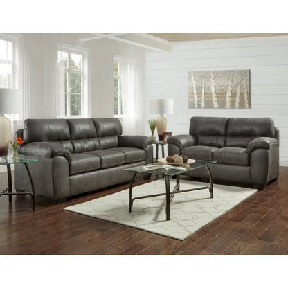 Roundhill Furniture Tirana Contemporary Fabric Pillow-top Arm 4-Piece Sofa Set in Sequoia Ash