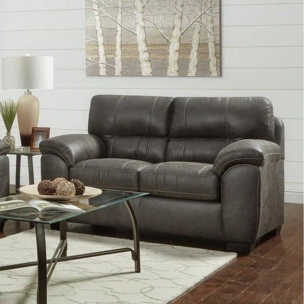 Roundhill Furniture Tirana Contemporary Fabric Pillow-top Arm 4-Piece Sofa Set in Sequoia Ash