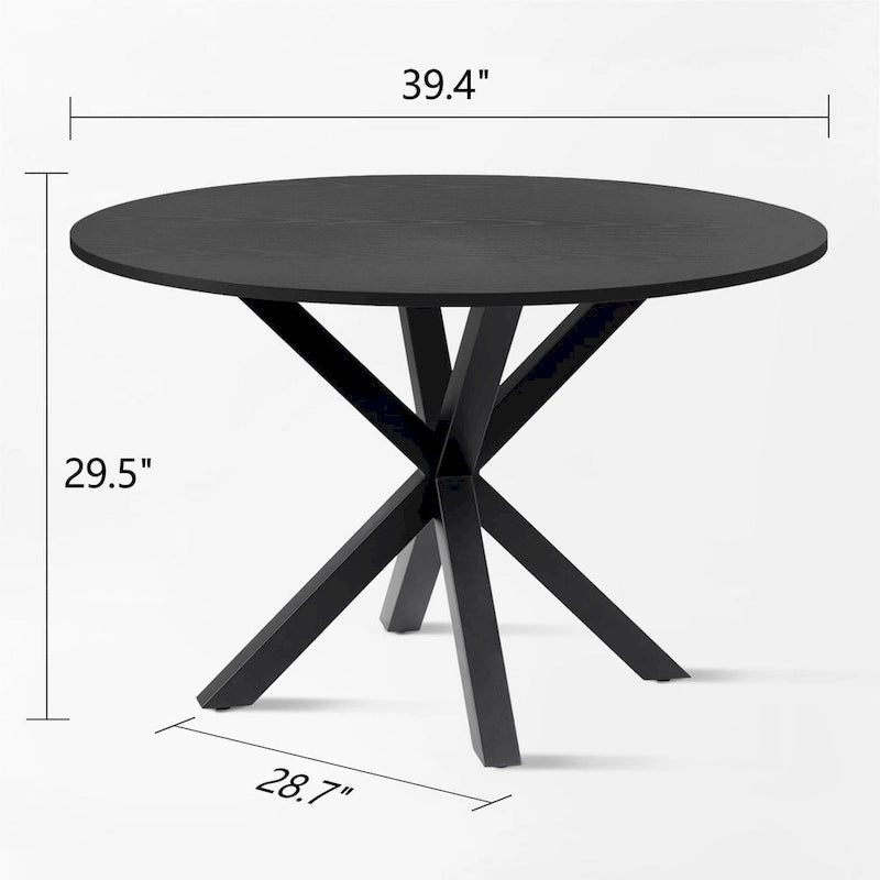Round Wood Top Dining Table - Black