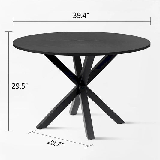 Round Wood Top Dining Table - Black