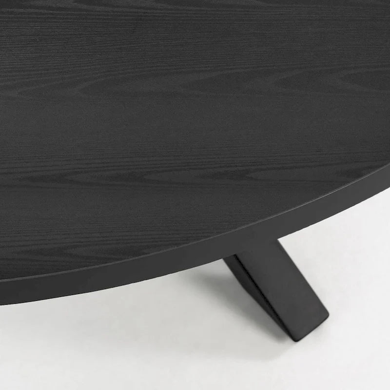 Round Wood Top Dining Table - Black