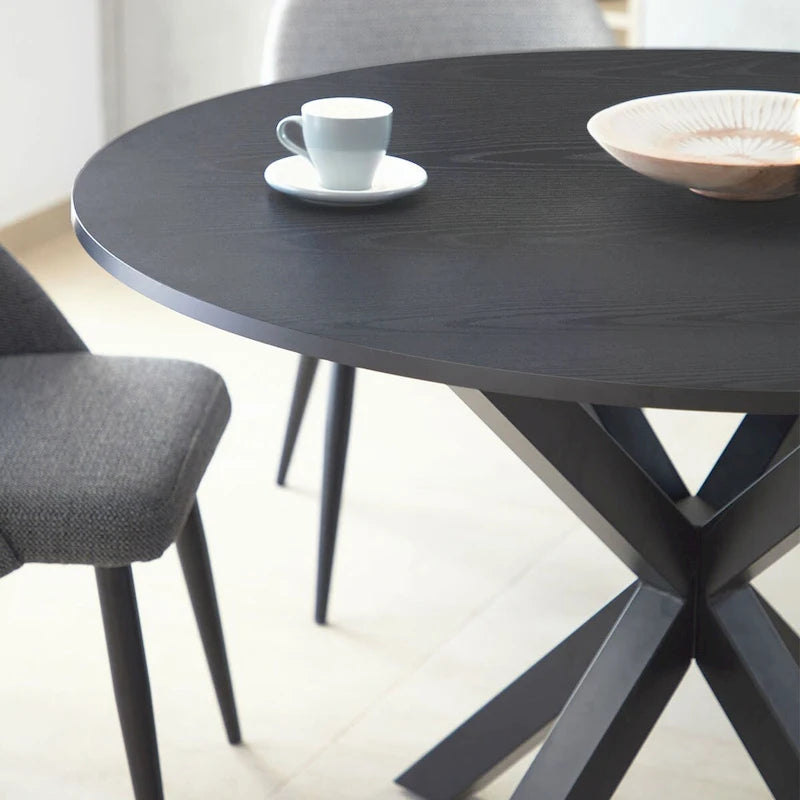 Round Wood Top Dining Table - Black