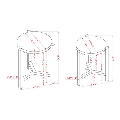 Bittar Transitional Brown Grey 20-inch Faux Marble Top Nesting Side Table by Furniture of America