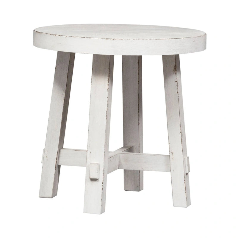 Modern Farmhouse Flea Market White Splay Leg Round End Table