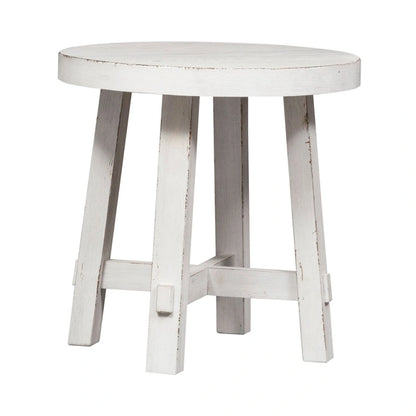 Modern Farmhouse Flea Market White Splay Leg Round End Table