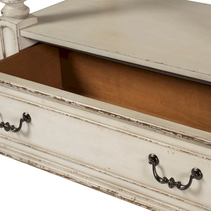 Magnolia Manor Antique White Weathered Bark 5 Piece Gathering Table Set