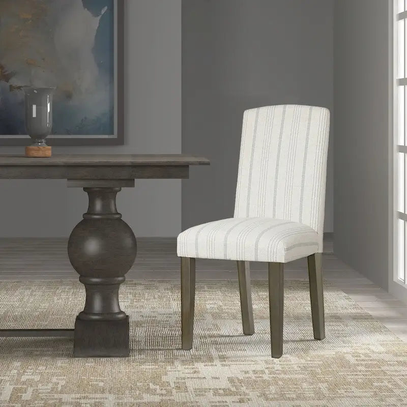 HomePop Classic Parsons Dining Chair - Dove Grey Stripe (Set of 2)