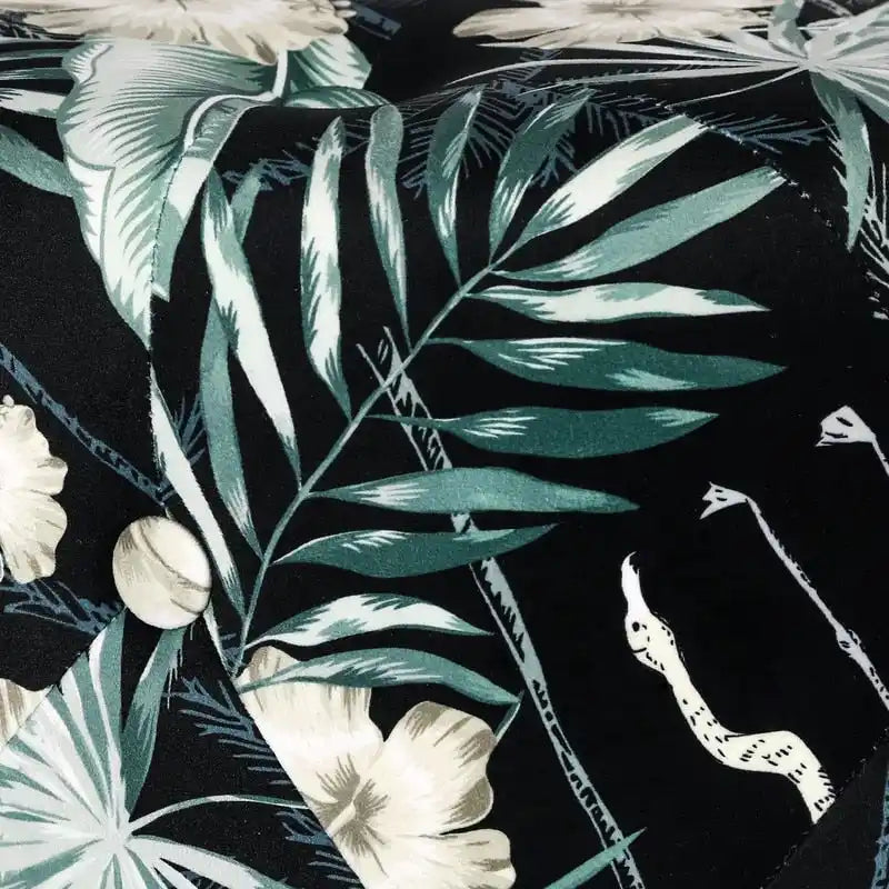 Adeco Round Flower Velvet Ottoman Foot Stool with Gold Trim Foot Rest