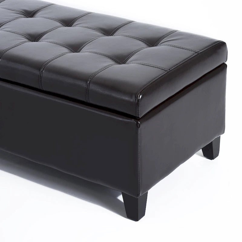51-inch PU Leather Tufted Storage Ottoman Bench - 19*50.25*16