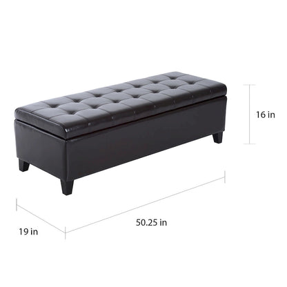 51-inch PU Leather Tufted Storage Ottoman Bench - 19*50.25*16