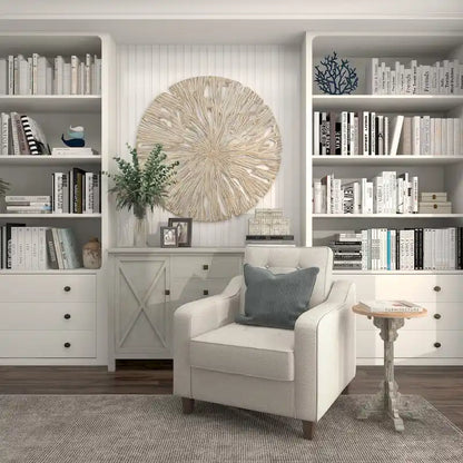 Wood Scroll Intricately Carved Accent or End Table with Brown Wood Top - Gray, White, Cream - Roche River Decor