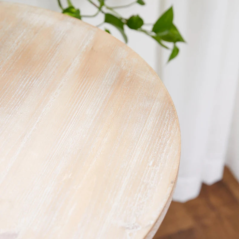 Wood Scroll Intricately Carved Accent or End Table with Brown Wood Top - Gray, White, Cream - Roche River Decor