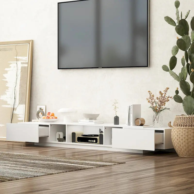 94.5 TV Stand Efficient Cable Management and Spacious Storage Console