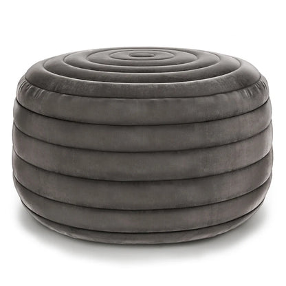 WYNDENHALL Anna Boho Round Pouf in Velvet Fabric