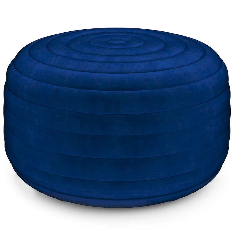 WYNDENHALL Anna Boho Round Pouf in Velvet Fabric