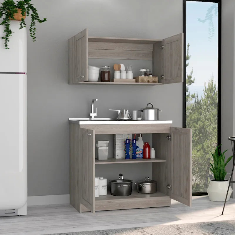 TUHOME Zurich Cabinet Set with 2 Inner Shelves - N/A