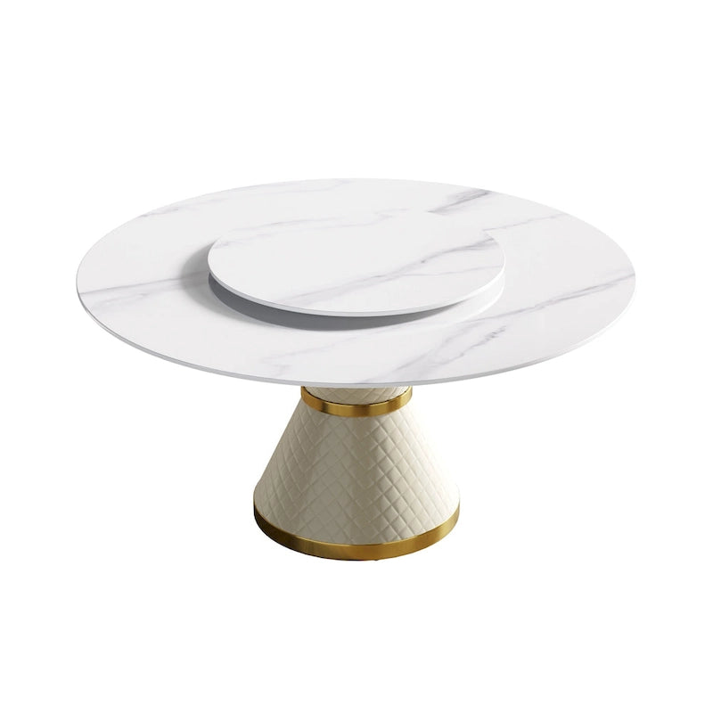 59 Modern Marble Dining Table Round Dining Table with Lazy Susan